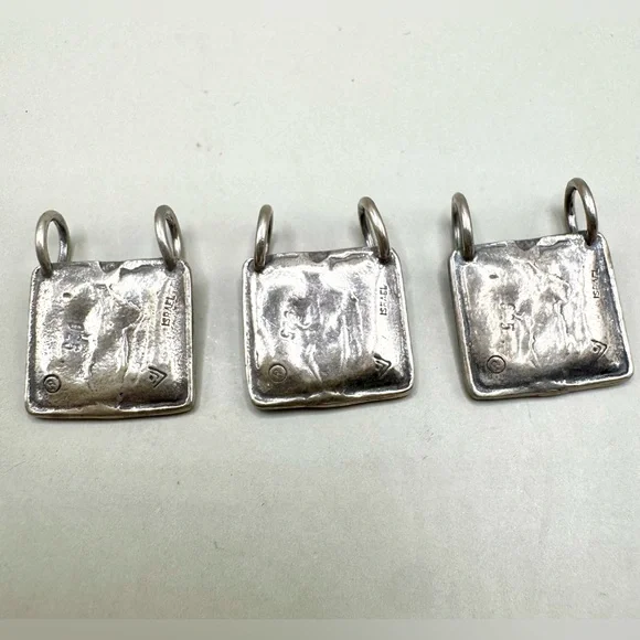 Silpada Sterling Silver Oxidized Square Boy Slide Charm Set Of 3 Pendant S1745 - Picture 3 of 4